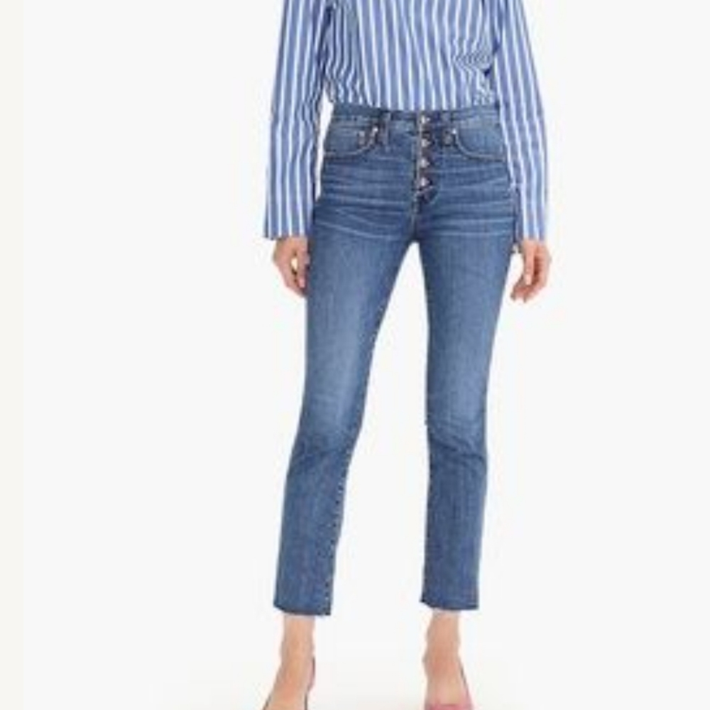 J.Crew high-rise vintage straight leg cropped with gold button fly